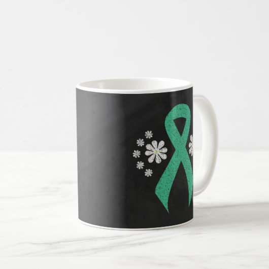 Chalkboard Minze Awareness Green Ribbon Kaffeetasse (VorderseiteRechts)