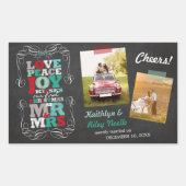 Chalkboard Mistletoe Vintag Erstes Foto Rechteckiger Aufkleber (Vorderseite)