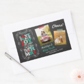 Chalkboard Mistletoe Vintag Erstes Foto Rechteckiger Aufkleber (Umschlag)