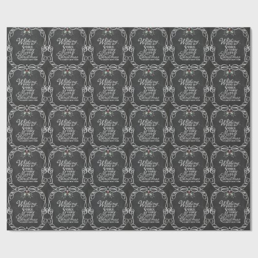 Chalkboard Mistletoes White Script Frohe Weihnacht Geschenkpapier (Flach)