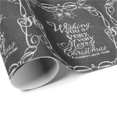 Chalkboard Mistletoes White Script Frohe Weihnacht Geschenkpapier (Rolleneckpunkt)