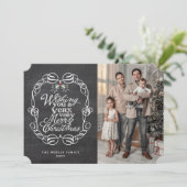 Chalkboard Mistletos Script Frohe Weihnachten Foto (Stehend Vorderseite)