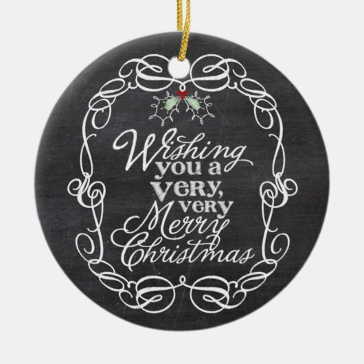 Chalkboard Mistletos Script Frohe Weihnachten Foto Keramik Ornament (Vorne)