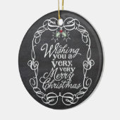 Chalkboard Mistletos Script Frohe Weihnachten Foto Keramik Ornament (Links)