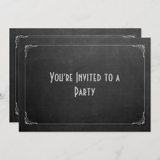 Chalkboard mit generischem Party an der Grenze zur Einladung (Vorne/Hinten)