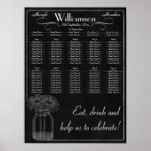Chalkboard mit Mason Jar & Daisy Wedding Seating Poster (Vorne)