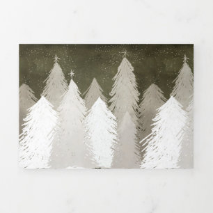 Chalkboard mit weißem und grauem Schnee bedeckten  Dreifach Gefaltete Urlaubskarte