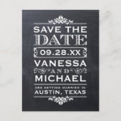 Chalkboard Modern Vintag Save the Date Ankündigungspostkarte (Vorderseite)