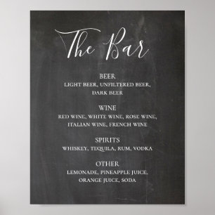 Chalkboard moderne Skript Hochzeit Alkohol getränk Poster
