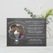 Chalkboard Moderne Vintage Typografie Einladung (Stehend Vorderseite)