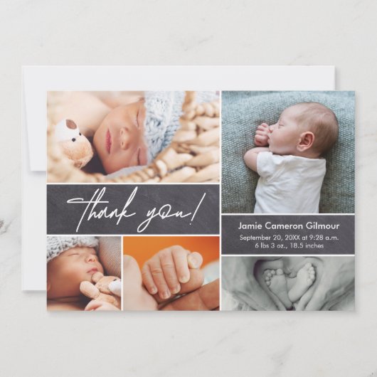 Chalkboard Modernes, kundenspezifisches Foto Hands Dankeskarte (Vorderseite)