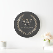 Chalkboard Monogram Große Wanduhr (Zuhause)