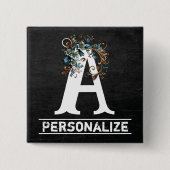 Chalkboard Monogram Letter with Blue Floral Button (Vorderseite)