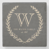 Chalkboard Monogram Steinuntersetzer (Vorderseite)