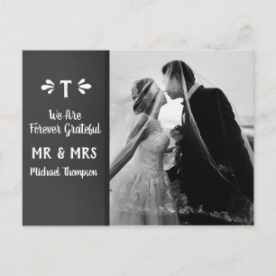 Chalkboard Monogram Vielen Dank für Ihr Hochzeitss Postkarte