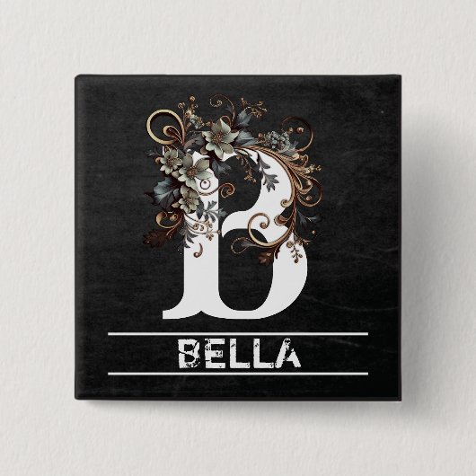 Chalkboard Monogram with Floral Button (Vorderseite)