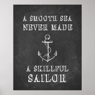 Chalkboard motivierend Zitat Sailor Poster