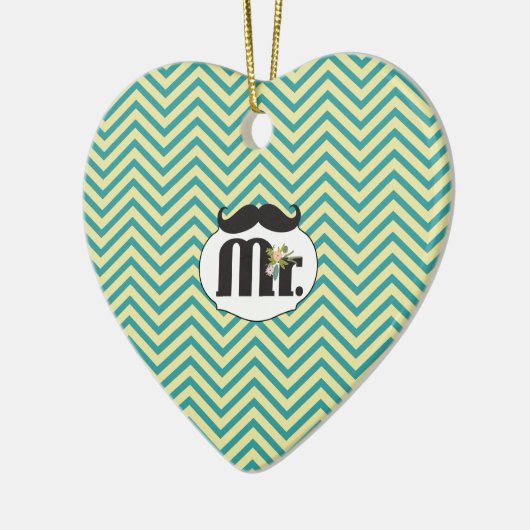 Chalkboard Mr. Yellow and Green Zigzag Zickzack Keramik Ornament (Links)