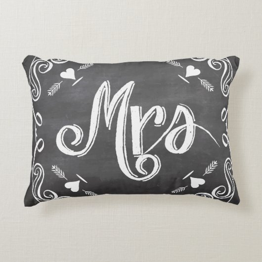 Chalkboard Mrs Sweetheart 2. Hochzeitstag Zierkissen (Vorderseite)