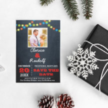 Chalkboard Multi Lights Red Wedding Save the Date