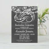 Chalkboard Music Graduation Party Einladung (Stehend Vorderseite)