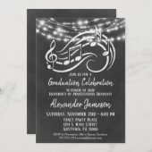 Chalkboard Music Graduation Party Einladung (Vorne/Hinten)