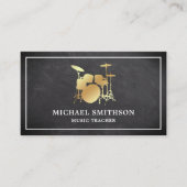 Chalkboard Music Teacher Gold Drum Kit Drummer Visitenkarte (Vorderseite)