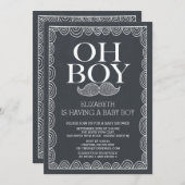 Chalkboard Mustache Baby Shower Einladung (Vorne/Hinten)
