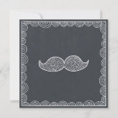 Chalkboard Mustache Babydusche Einladung (Rückseite)