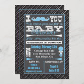 Chalkboard Mustache Boy Baby Shower Einladungen (Vorne/Hinten)