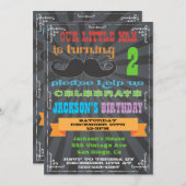 Chalkboard Mustache Geburtstagsparty Einladungen (Vorne/Hinten)