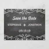 Chalkboard Mustache Lippen Save the Date Vintag Ankündigungspostkarte (Vorderseite)