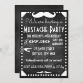 Chalkboard Mustache Party Einladung (Vorne/Hinten)