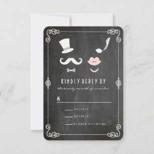 Chalkboard Mustache und Lippen Vintage schicke Hoc RSVP Karte