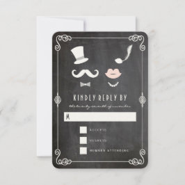 Chalkboard Mustache und Lippen Vintage schicke Hoc RSVP Karte