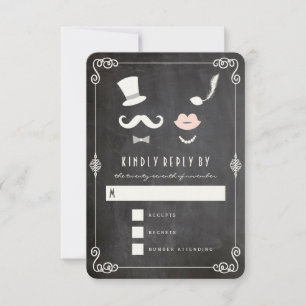 Chalkboard Mustache und Lippen Vintage schicke Hoc RSVP Karte