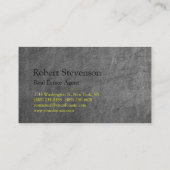 Chalkboard-Muster Graugelbe Agent-Visitenkarte Visitenkarte (Rückseite)