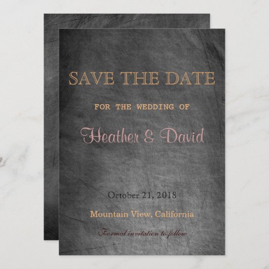 Chalkboard Muster Rett Datum Einladung Hochzeit (Vorne/Hinten)