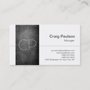 Chalkboard Muster White Monogram Business Card Visitenkarte