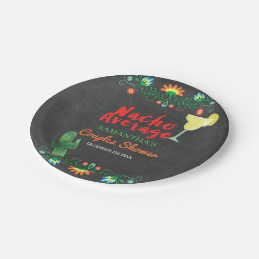 Chalkboard Nacho Average Dusche Blumen Pappteller (Schrägansicht)