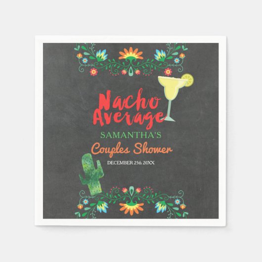 Chalkboard Nacho Average Dusche Blumen Serviette (Vorderseite)
