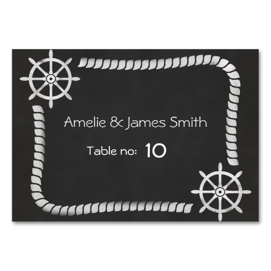 Chalkboard Nautical Wedding Seating Platzkarte Tischnummer (Vorderseite)