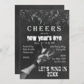 Chalkboard Neujahr Champange Einladung (Vorne/Hinten)