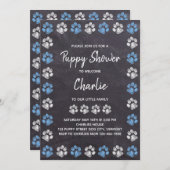 Chalkboard New Pet Dog Welpendusche Einladung (Vorne/Hinten)