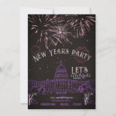 Chalkboard New Year's Party Invitation | Purple Einladung (Vorderseite)