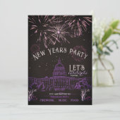 Chalkboard New Year's Party Invitation | Purple Einladung (Stehend Vorderseite)