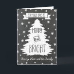 Chalkboard Niece & Family Frohe Weihnachtskarte Feiertagskarte<br><div class="desc">Frohe Weihnachtsgrüße für Ihre Nichte und ihre Familie mit rustikalem Chalkboard-Muster,  Weihnachtsbaum und Schneeflocken. Mit dieser stilvollen Grußkarte wünschen Sie der Familie in dieser Ferienzeit alles Gute.</div>