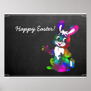 Chalkboard Niedlich farbenfroh Ostern Bunny Poster