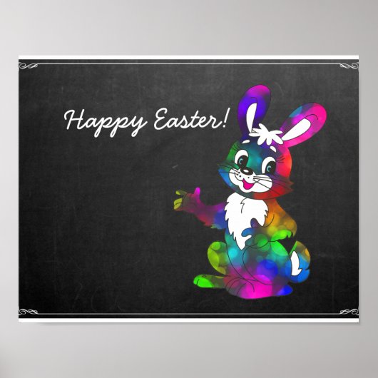 Chalkboard Niedlich farbenfroh Ostern Bunny Poster (Vorne)
