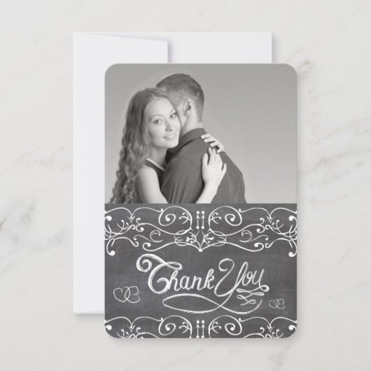 Chalkboard Niedlich Hearts Typografie Vielen Dank Dankeskarte (Vorderseite)